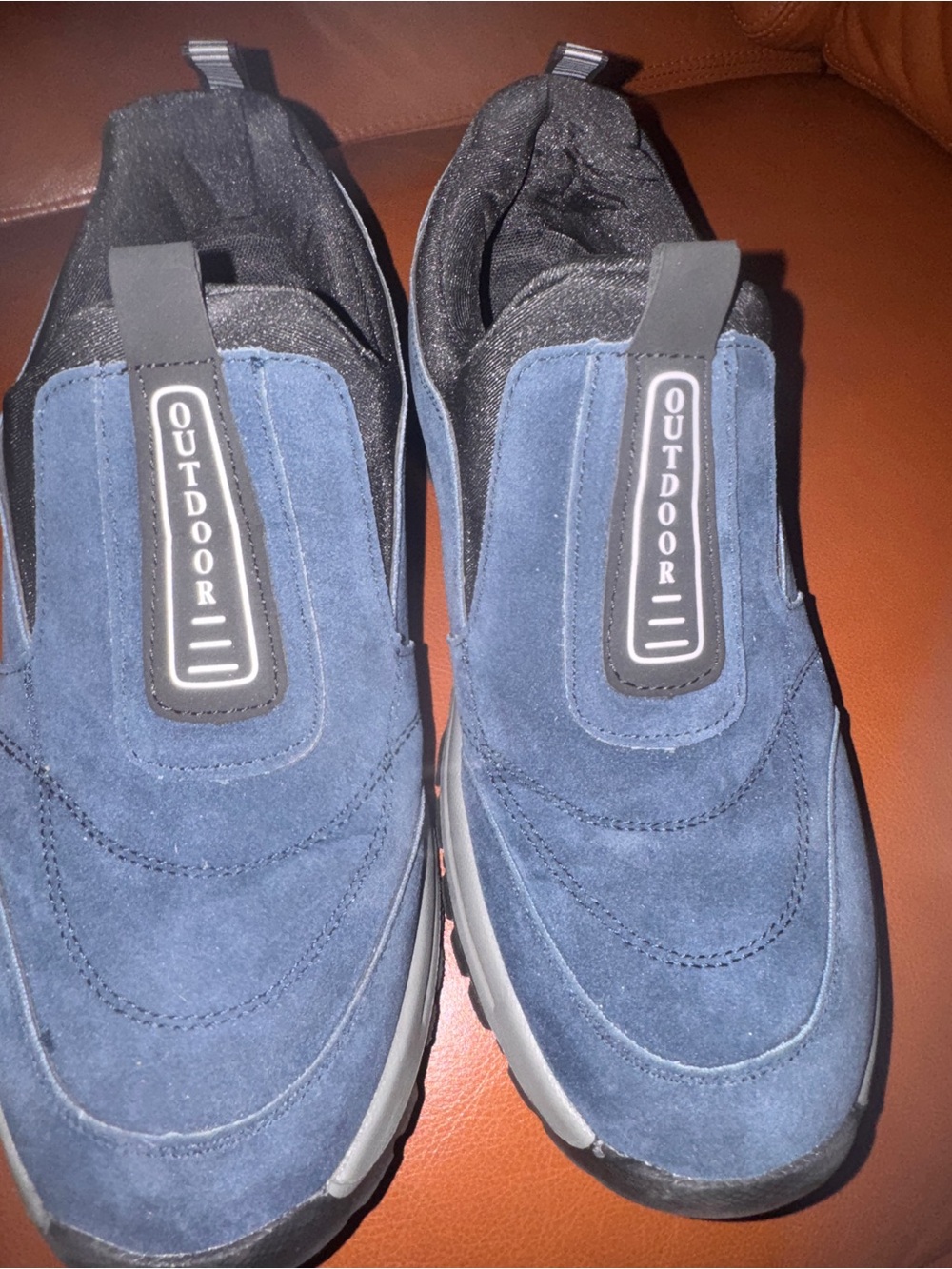 Source Unknown Navy Blue Suede Slip-On Outdoor Loafers